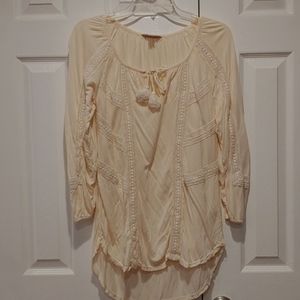 Lucky Brand Women's Ivory 3/4 Length Top Size Sm